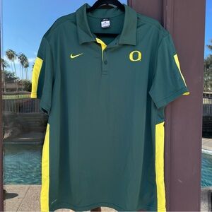Nike DRI-FIT Green/Yellow University of Oregon "O" Polo XL
